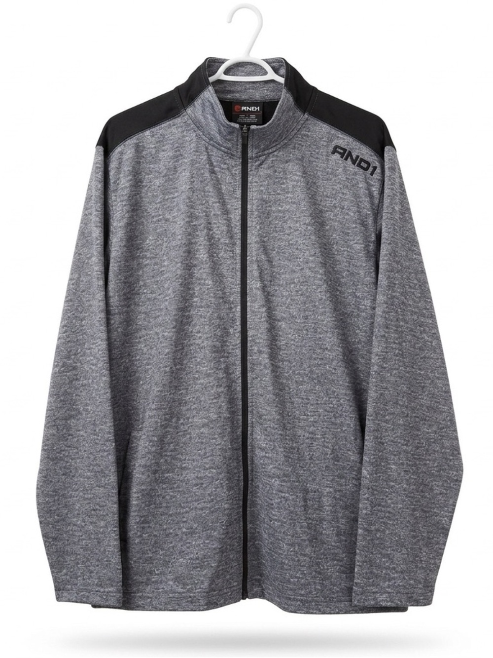AND1 Men's Full Zip Track Jacket Gray Black Basketball Warm Up‎ Size XL
